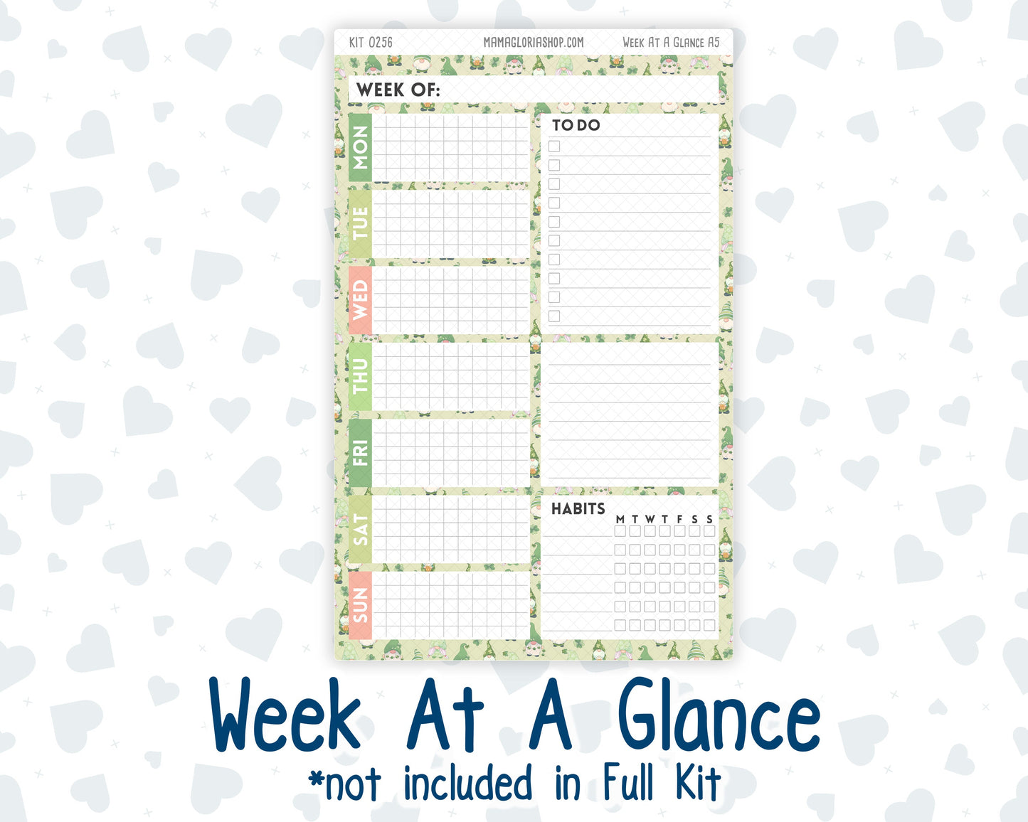 Kit 0256 - A5 - Plum Paper Daily - Weekly Kit - March - Froggy Luck