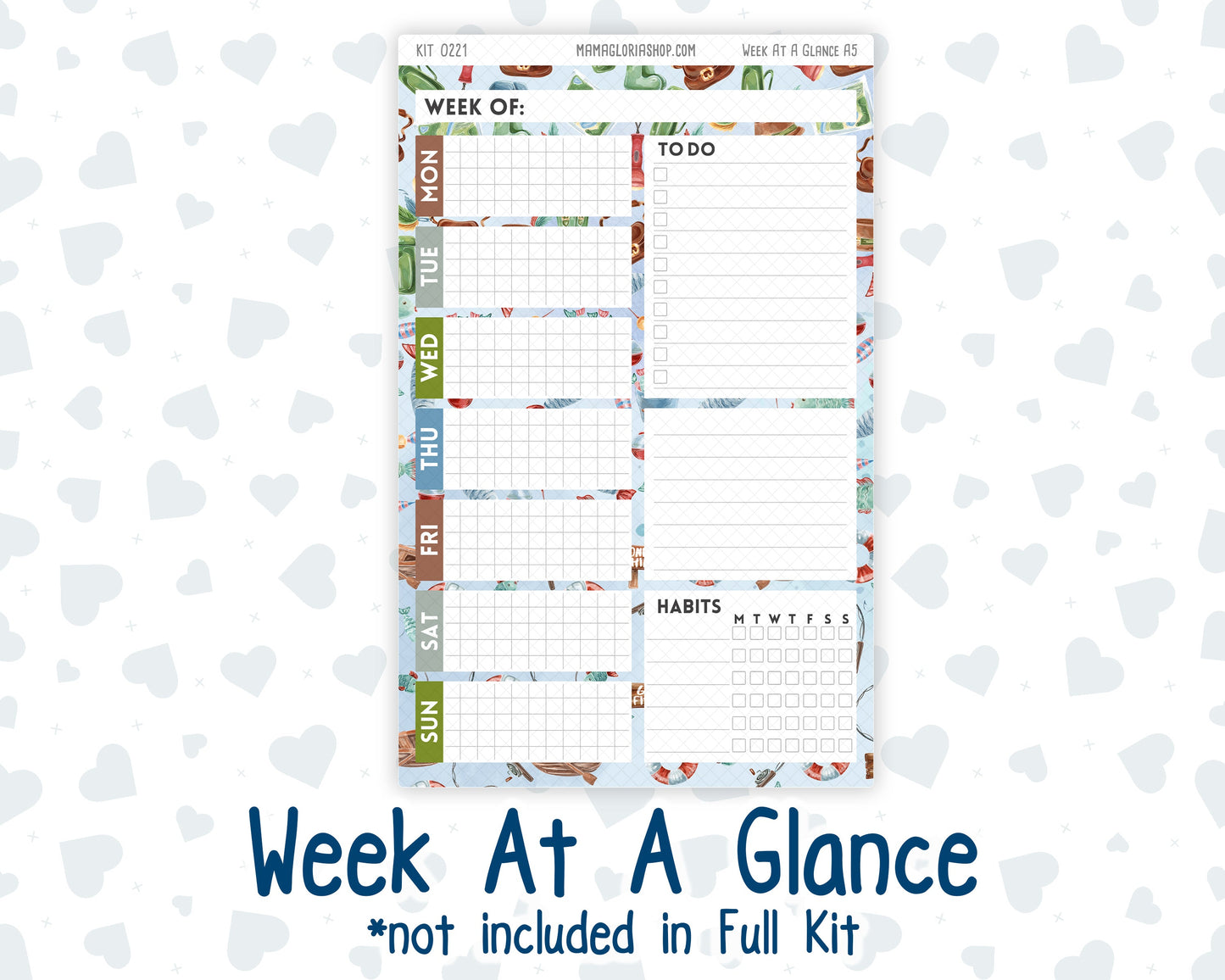Kit 0221 - A5 - Plum Paper Daily - Weekly Kit - June - Gone Fishing