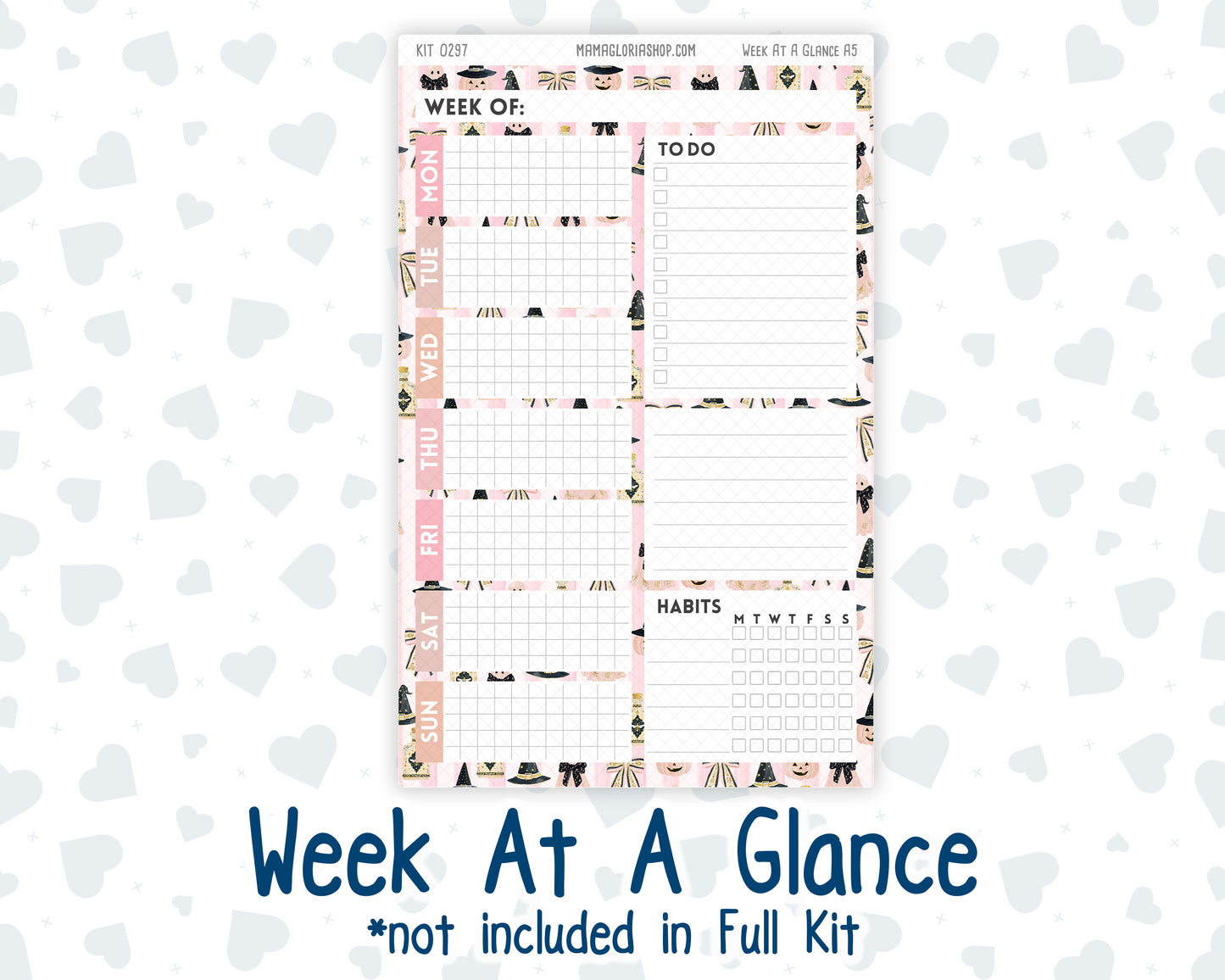 Kit 0297 - A5 - Plum Paper Daily - Weekly Kit - October - Pink Spell