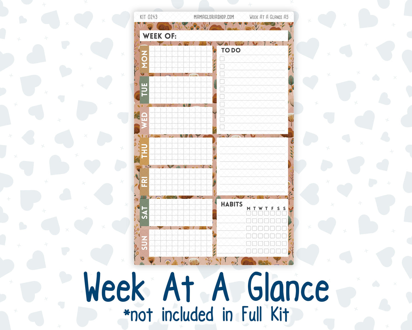 Kit 0243 - A5 - Plum Paper Daily - Weekly Kit - November - Boho Autumn