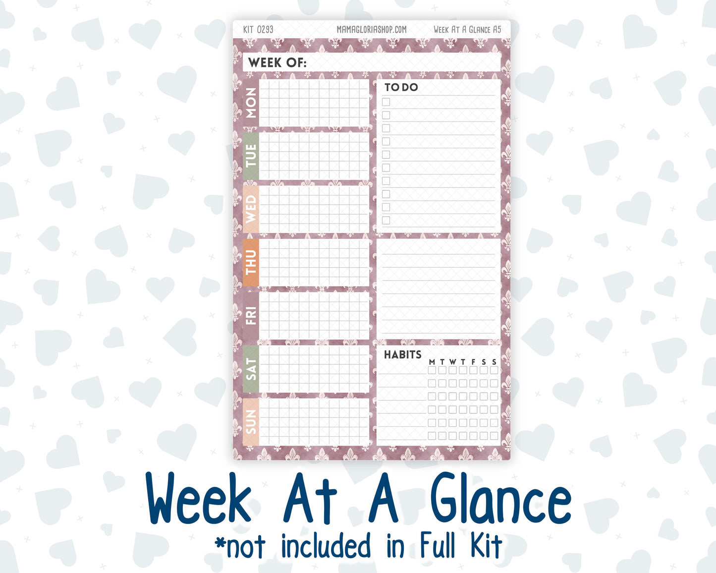 Kit 0293 - A5 - Plum Paper Daily - Weekly Kit - September - Fleur de Provence