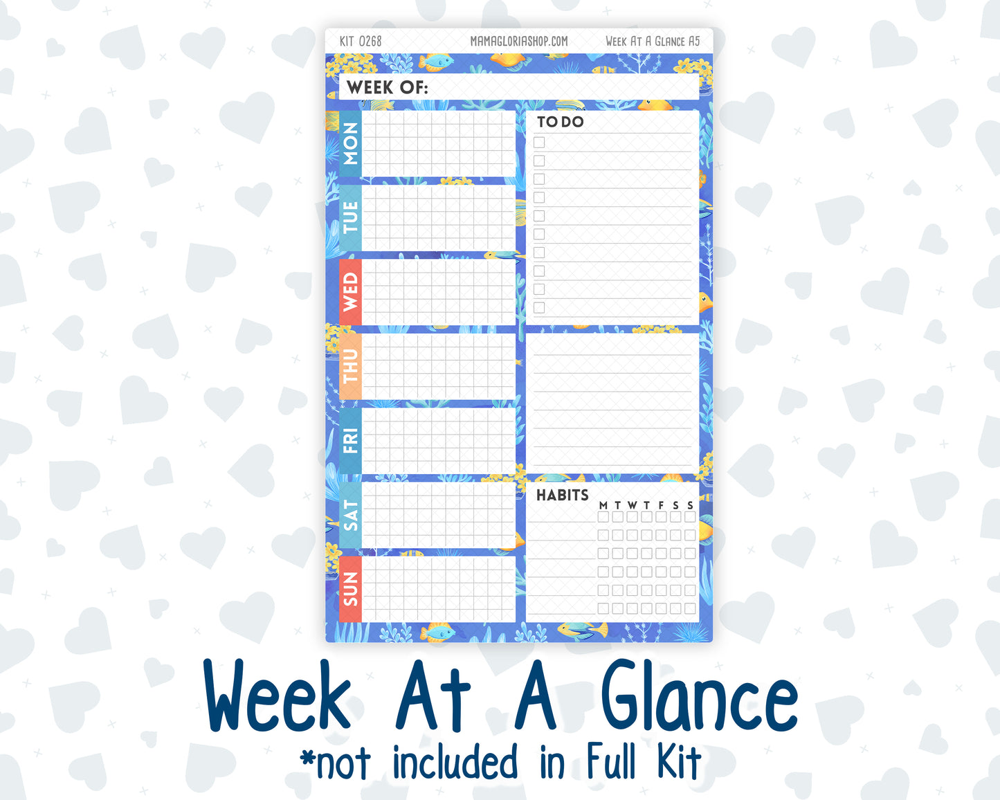 Kit 0268 - A5 - Plum Paper Daily - Weekly Kit - June - Sea Sweeties