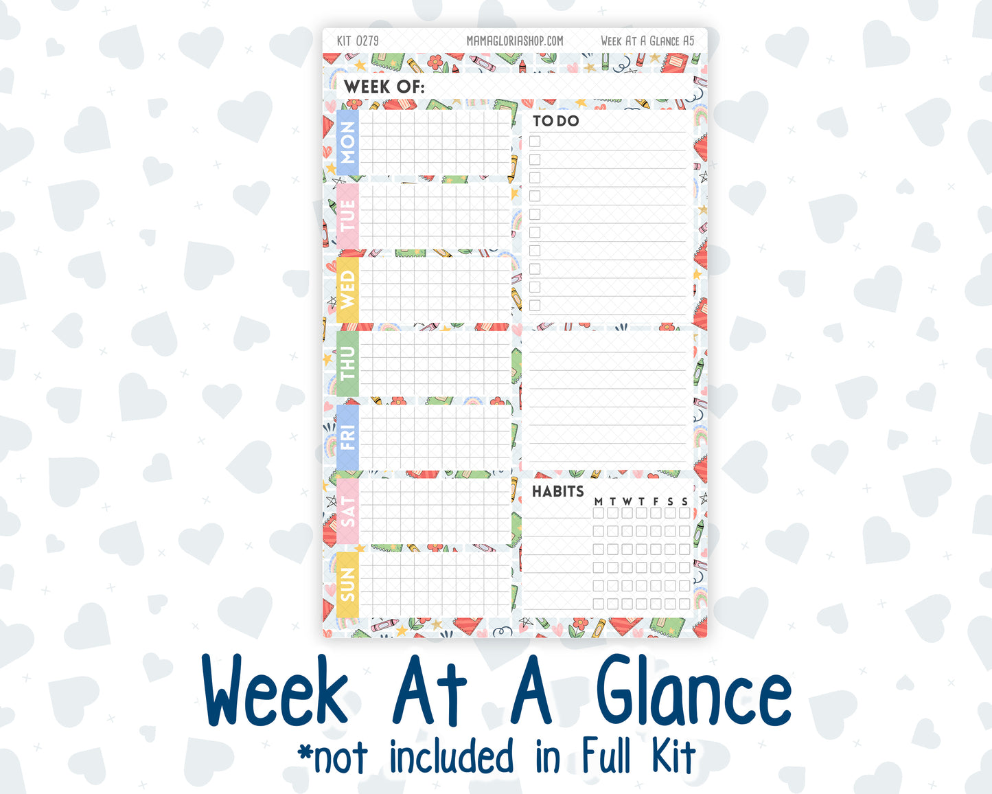 Kit 0279 - A5 - Plum Paper Daily - Weekly Kit - August - Not Ready For School