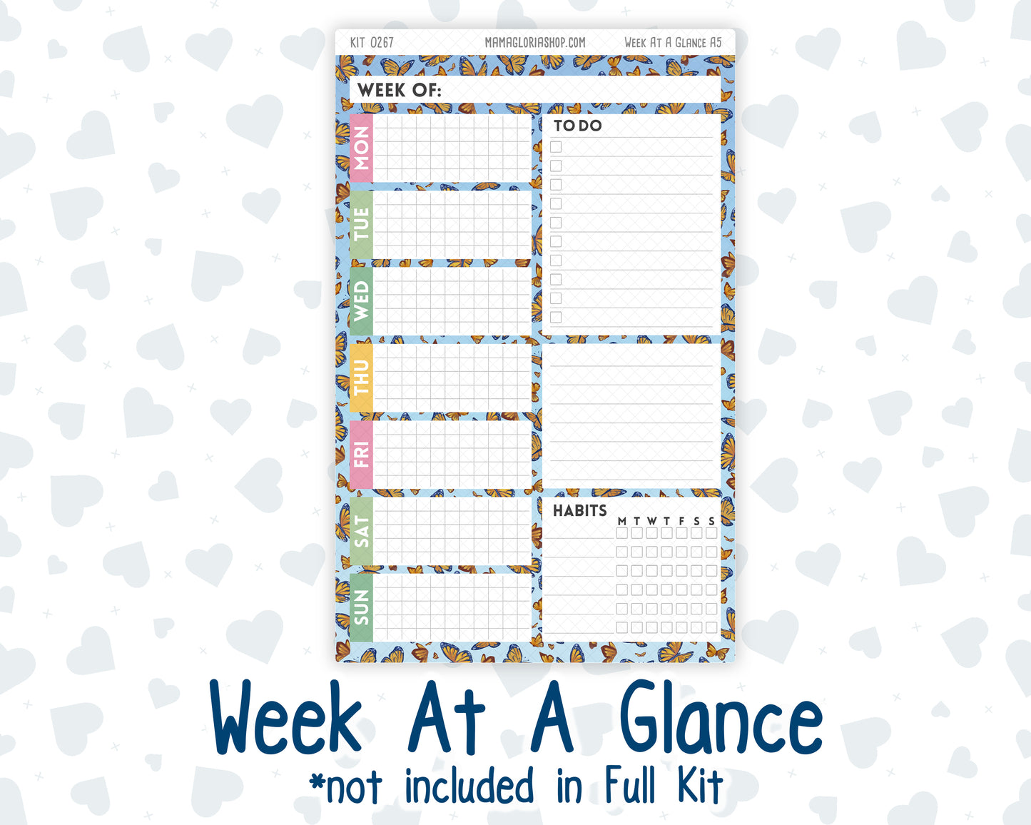 Kit 0267 - A5 - Plum Paper Daily - Weekly Kit - May - Flowers For Mama