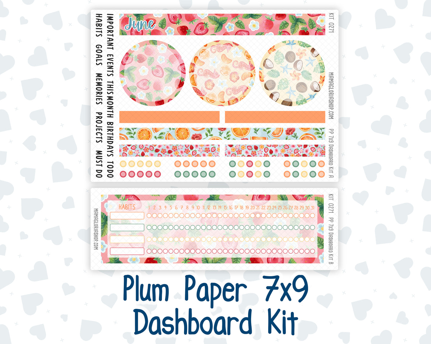 Kit 0271 - 7x9 - Plum Paper - Dashboard Kit - June - Strawberry Shore