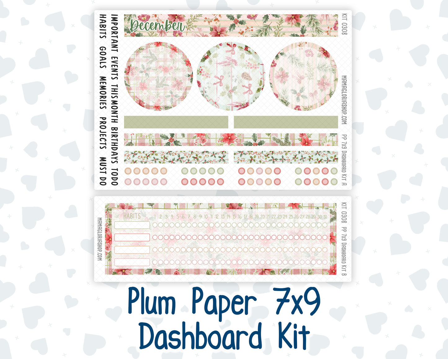 Kit 0308 - 7x9 - Plum Paper - Dashboard Kit - December - Knit & Holly