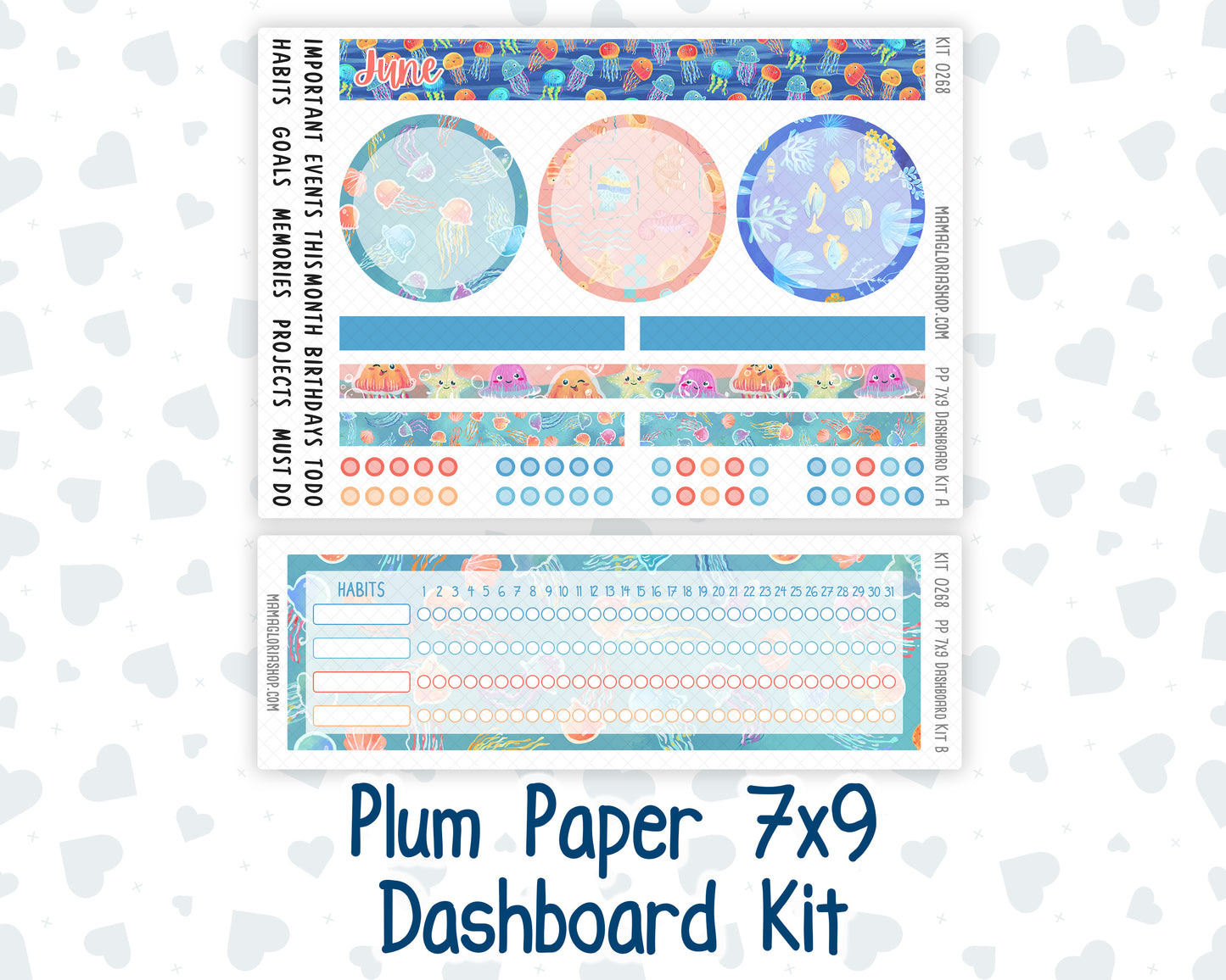 Kit 0268 - 7x9 - Plum Paper - Dashboard Kit - June - Sea Sweeties