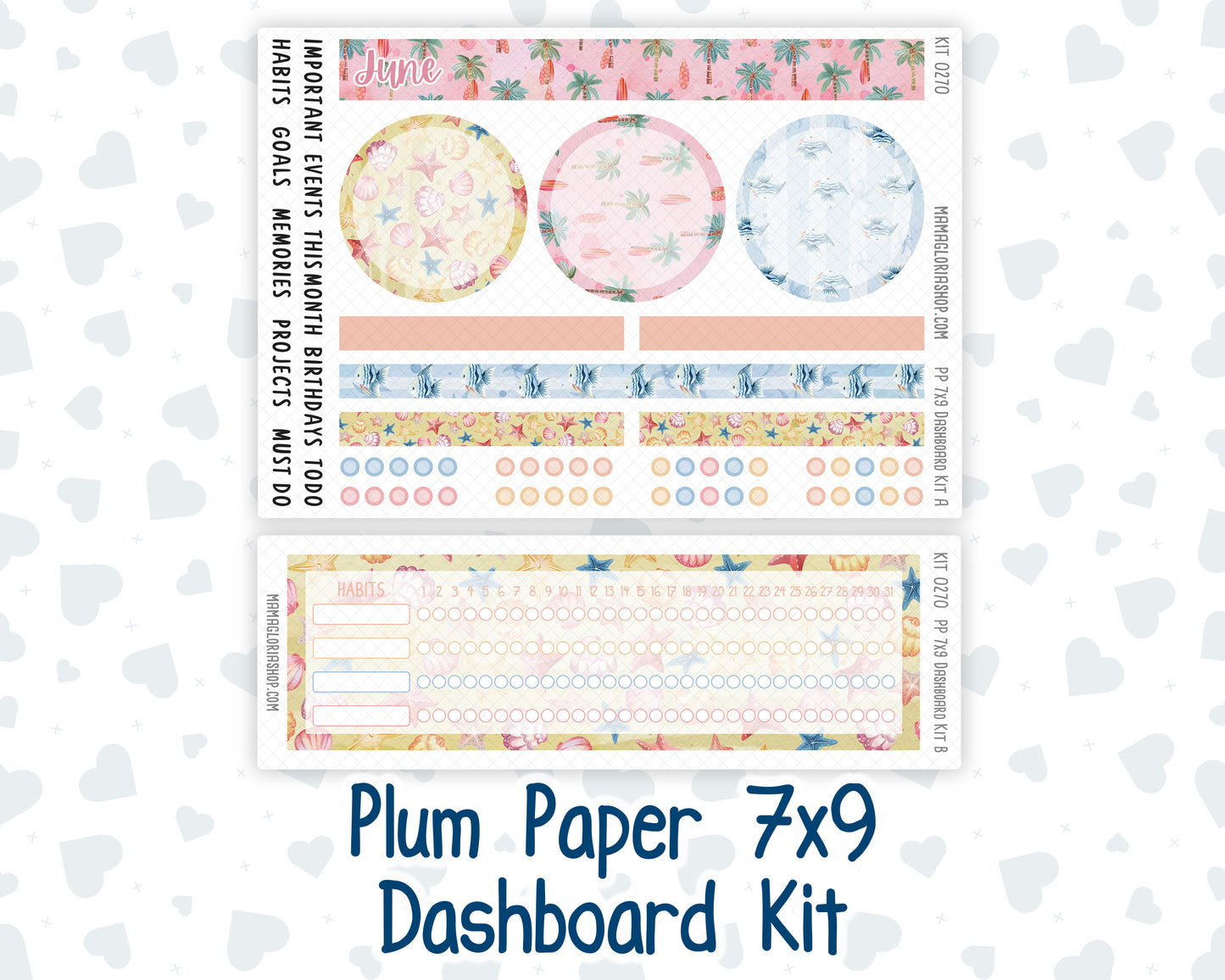 Kit 0270 - 7x9 - Plum Paper - Dashboard Kit - June - Beachside Bliss