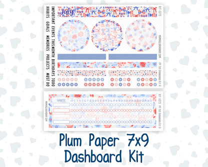 Kit 0273 - 7x9 - Plum Paper - Dashboard Kit - July - Americana In Bloom