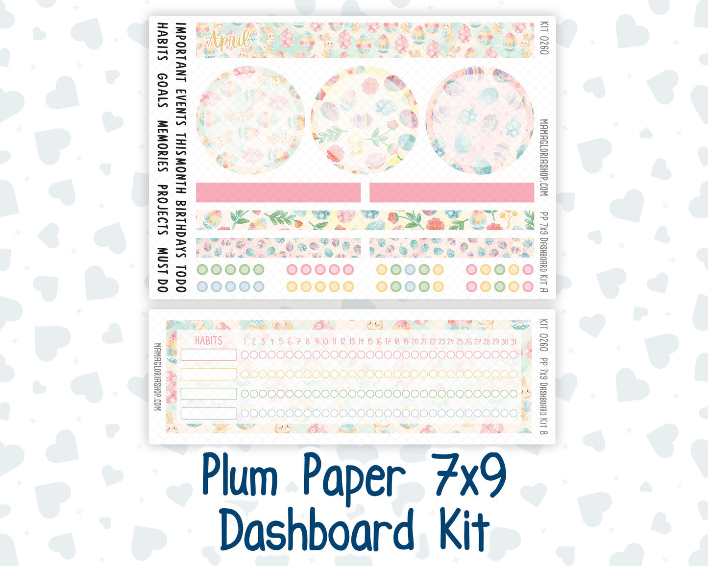 Kit 0260 - 7x9 - Plum Paper - Dashboard Kit - April - Pastel Egg Hunt