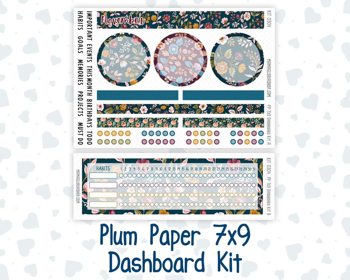 Kit 0304 - 7x9 - Plum Paper - Dashboard Kit - November - Autumn In Bloom
