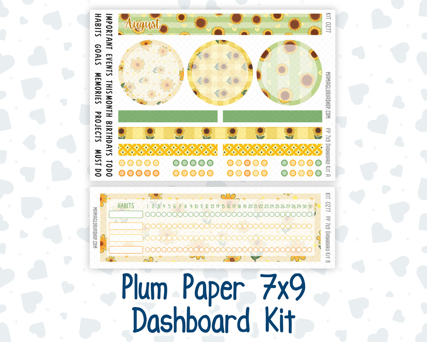 Kit 0277 - 7x9 - Plum Paper - Dashboard Kit - August - Sunflower Drama Club