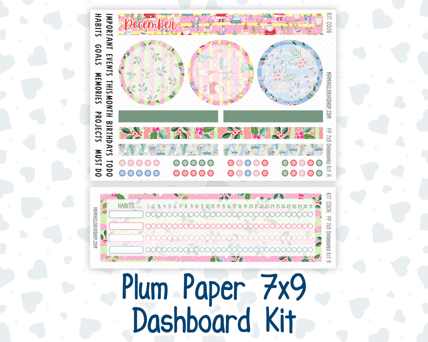 Kit 0306 - 7x9 - Plum Paper - Dashboard Kit - December - Jolly Mischief