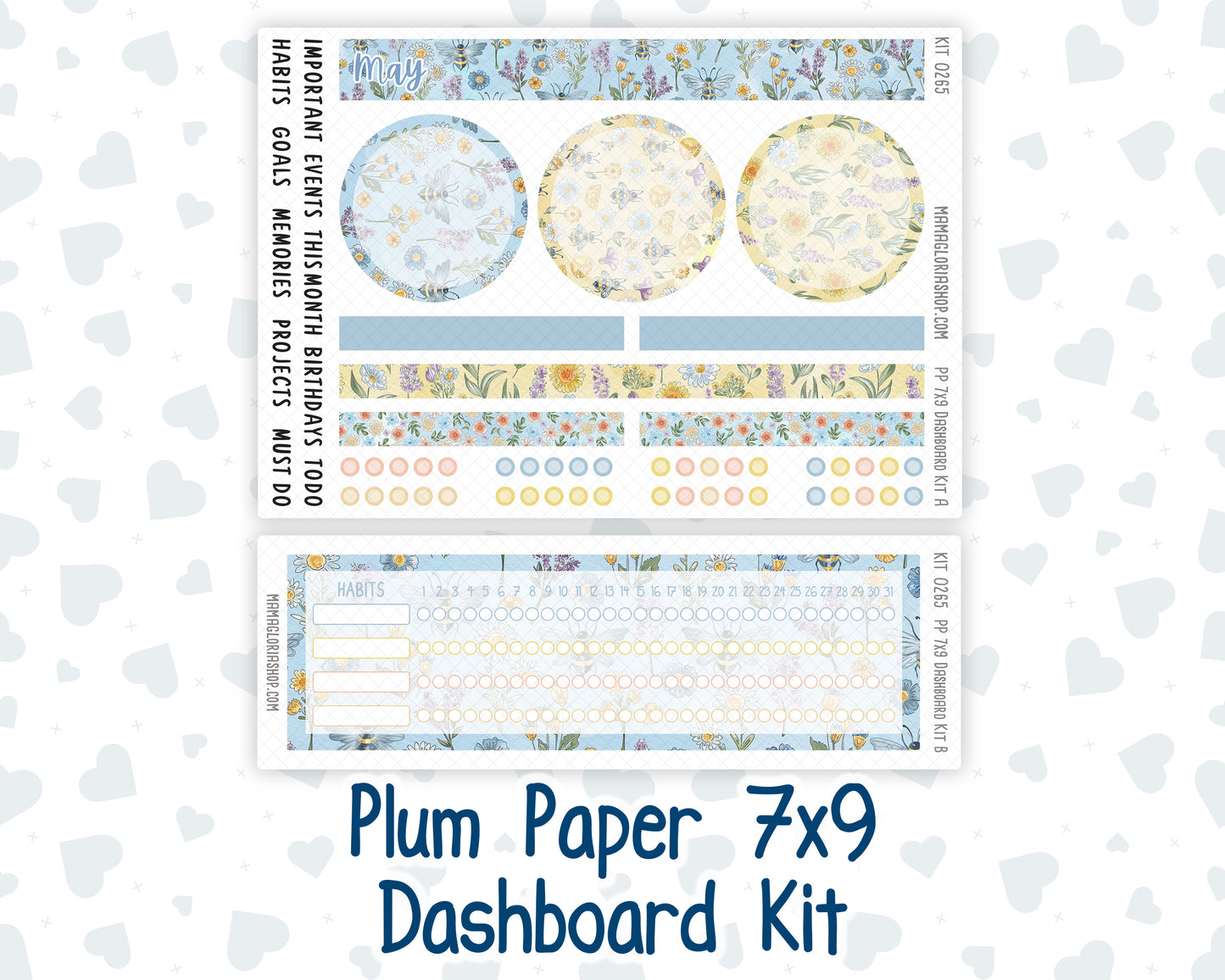 Kit 0265 - 7x9 - Plum Paper - Dashboard Kit - May - Honeybee Sky