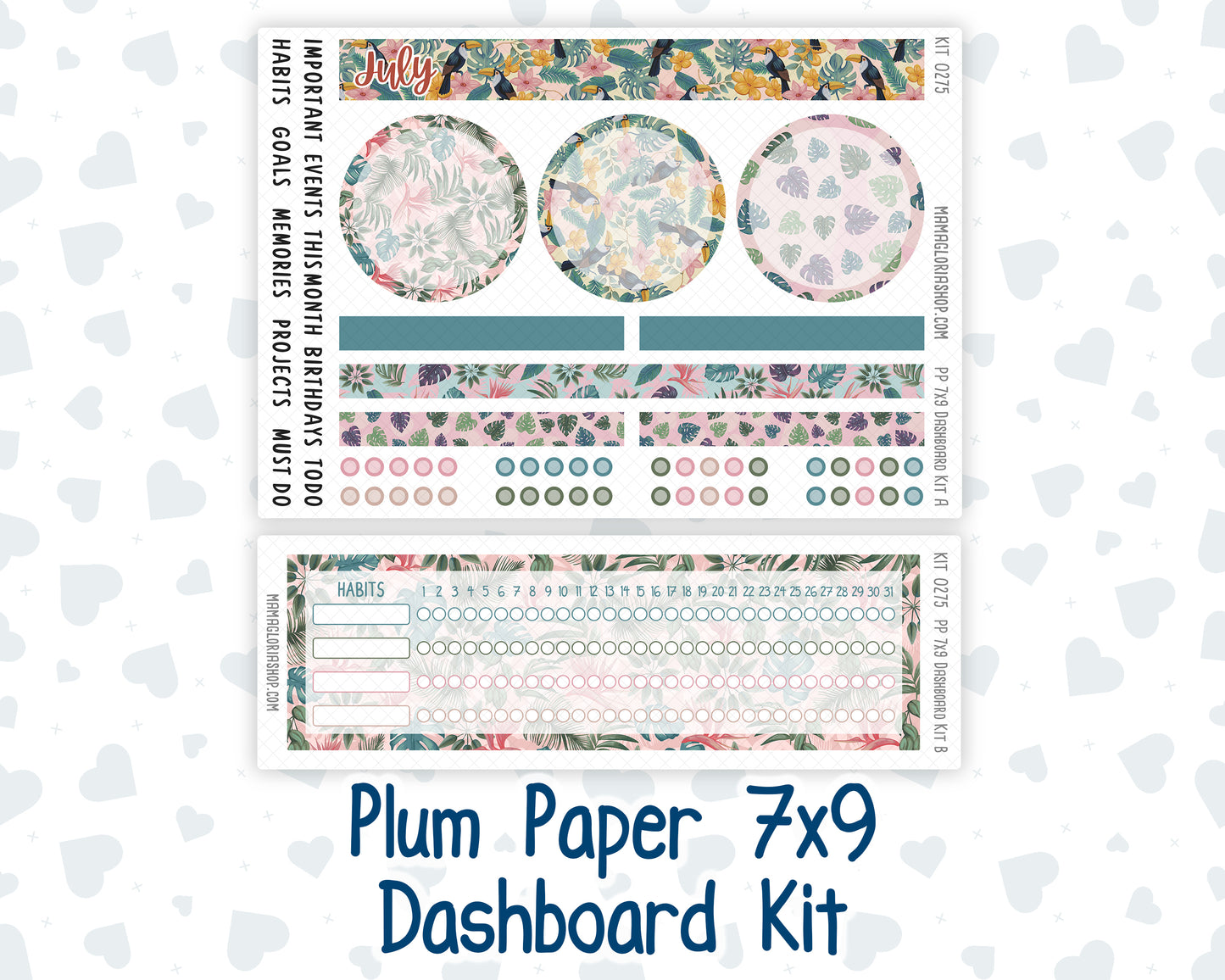 Kit 0275 - 7x9 - Plum Paper - Dashboard Kit - July - Tropical Safari Blush