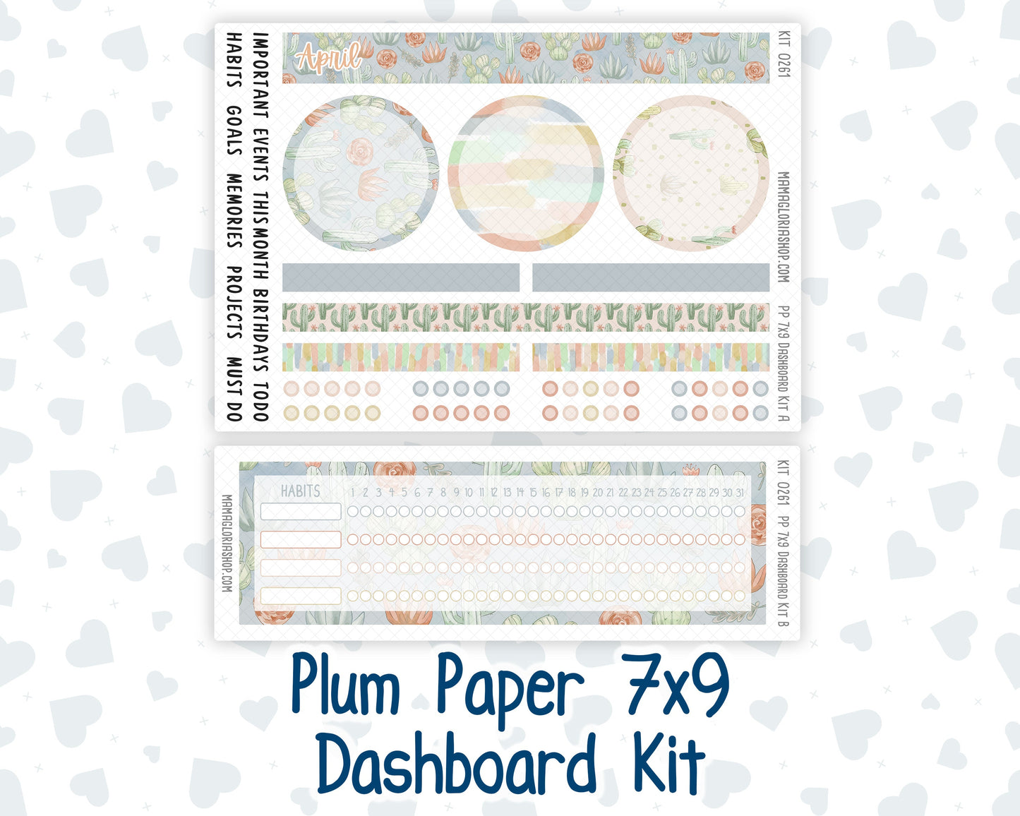 Kit 0261 - 7x9 - Plum Paper - Dashboard Kit - April - Llama Spring