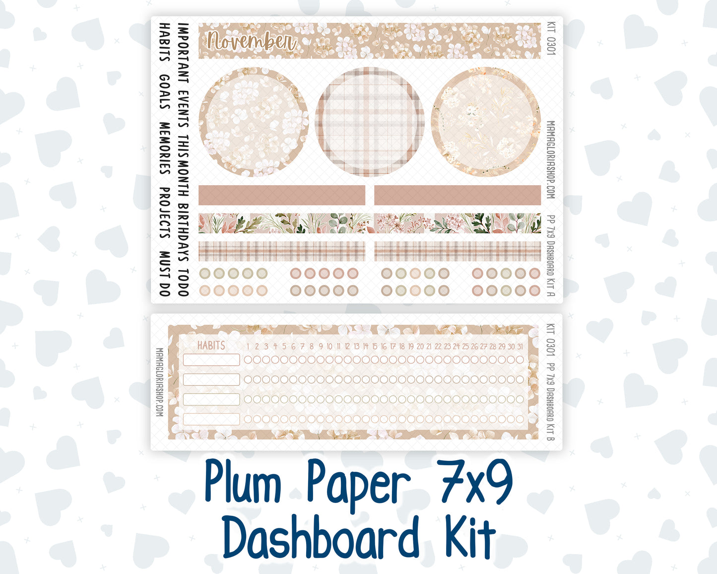 Kit 0301 - 7x9 - Plum Paper - Dashboard Kit - November - Sunday Comfort