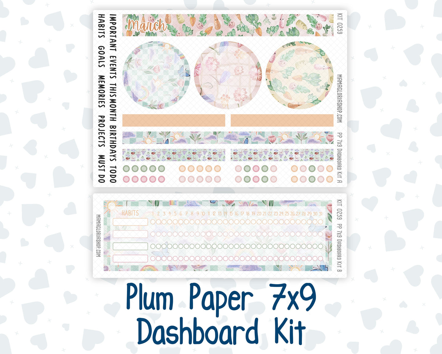 Kit 0259 - 7x9 - Plum Paper - Dashboard Kit - March - Spring Garden Chores