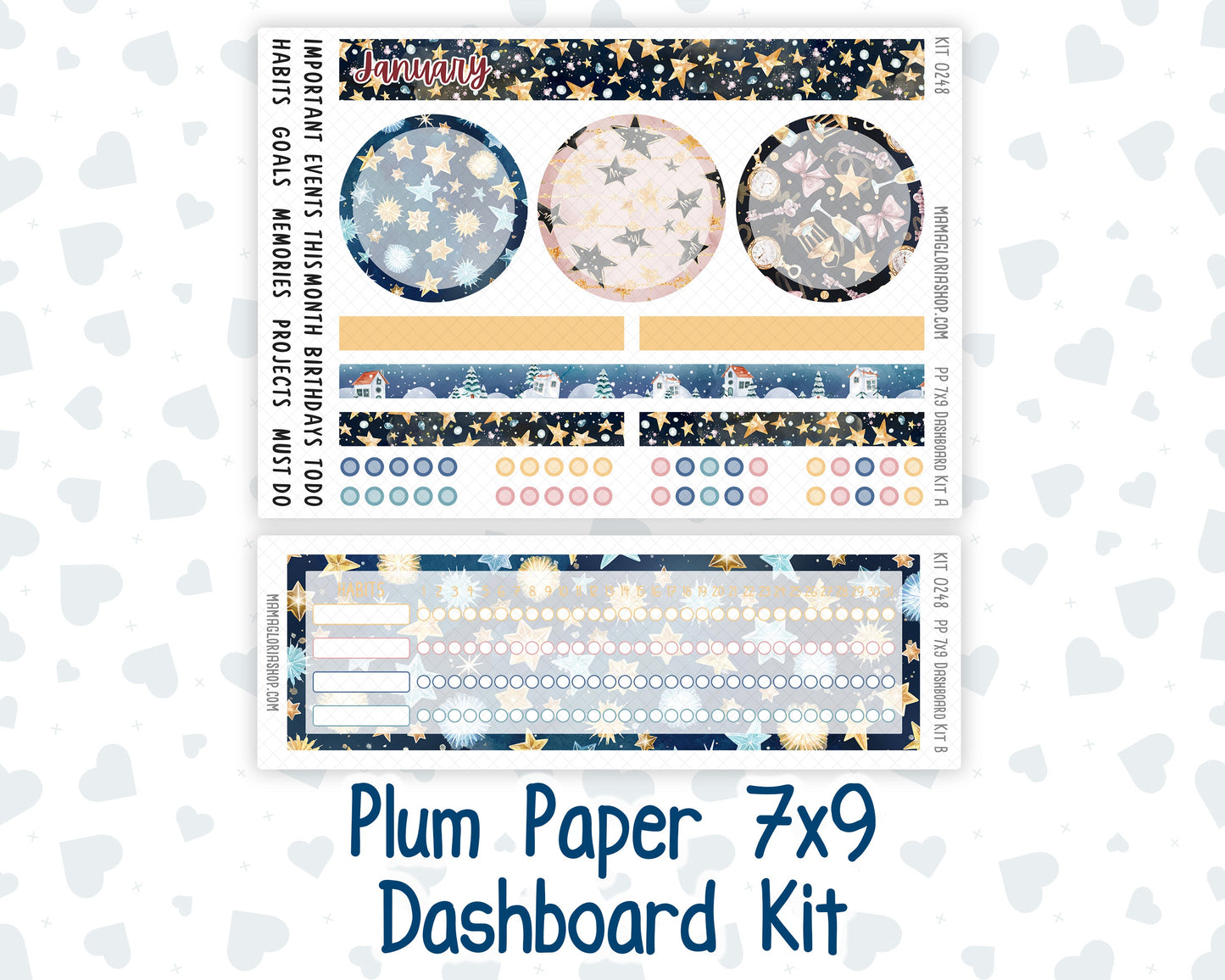 Kit 0248 - 7x9 - Plum Paper - Dashboard Kit - January - Midnight Countdown