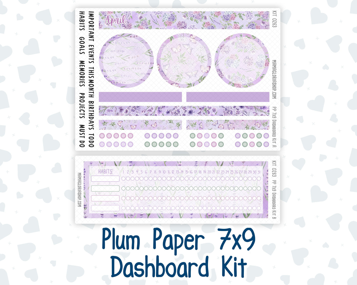 Kit 0263 - 7x9 - Plum Paper - Dashboard Kit - April - Lavender Drift