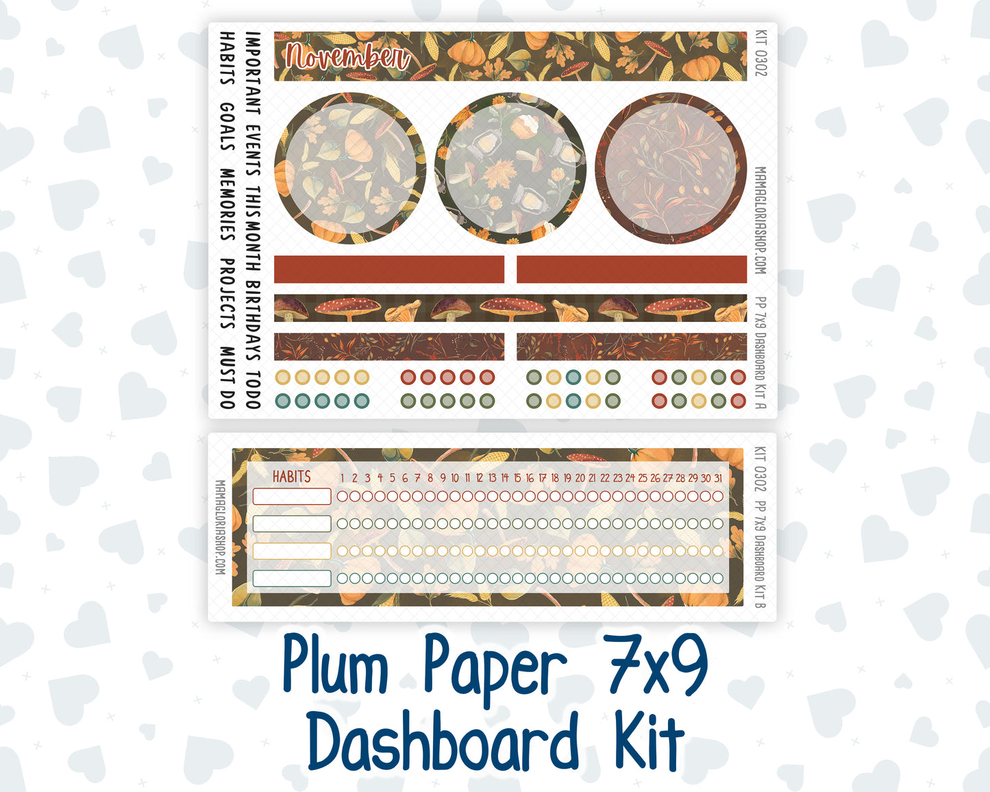 Kit 0302 - 7x9 - Plum Paper - Dashboard Kit - November - Thankful Season