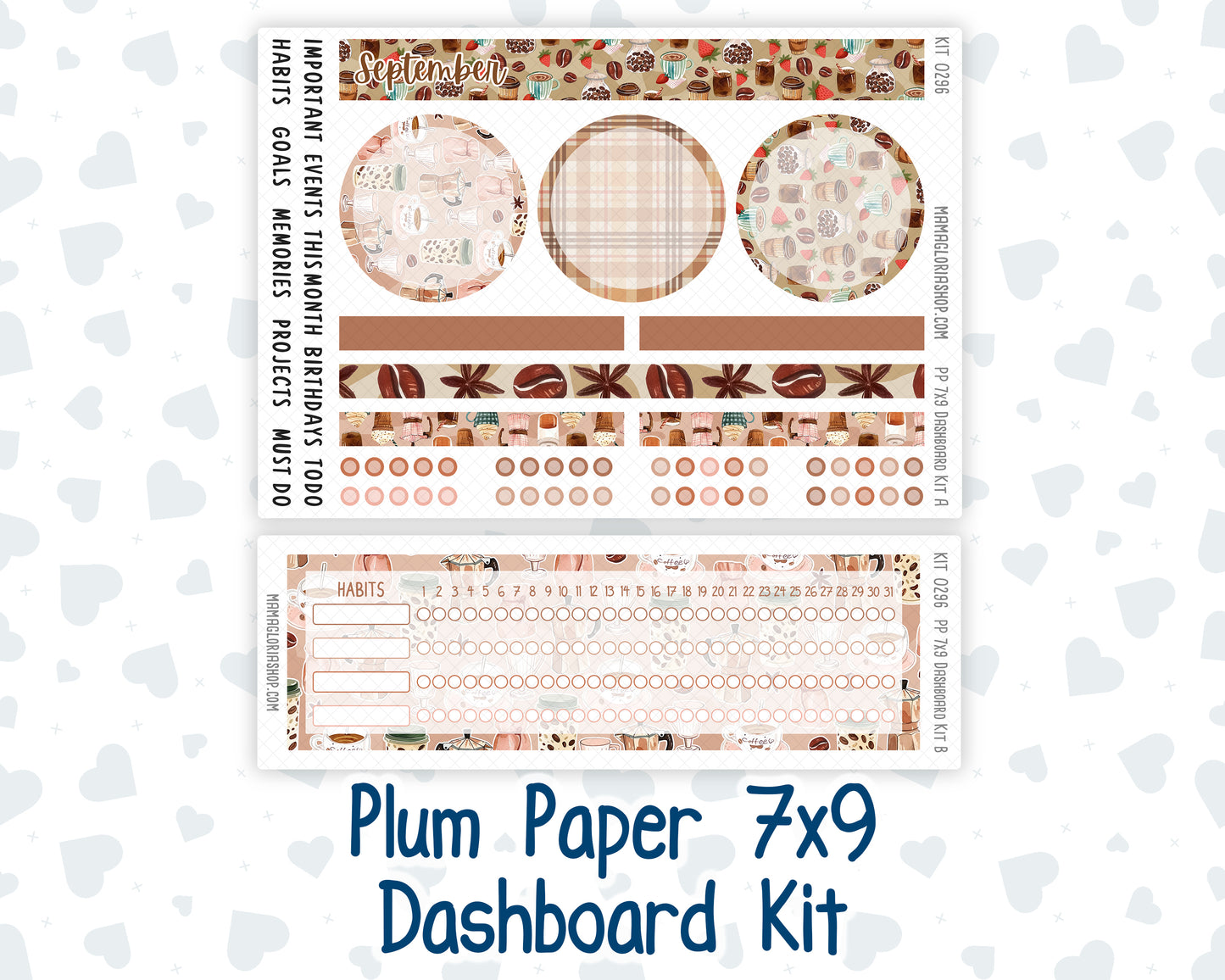 Kit 0296 - 7x9 - Plum Paper - Dashboard Kit - September - Coffee Break
