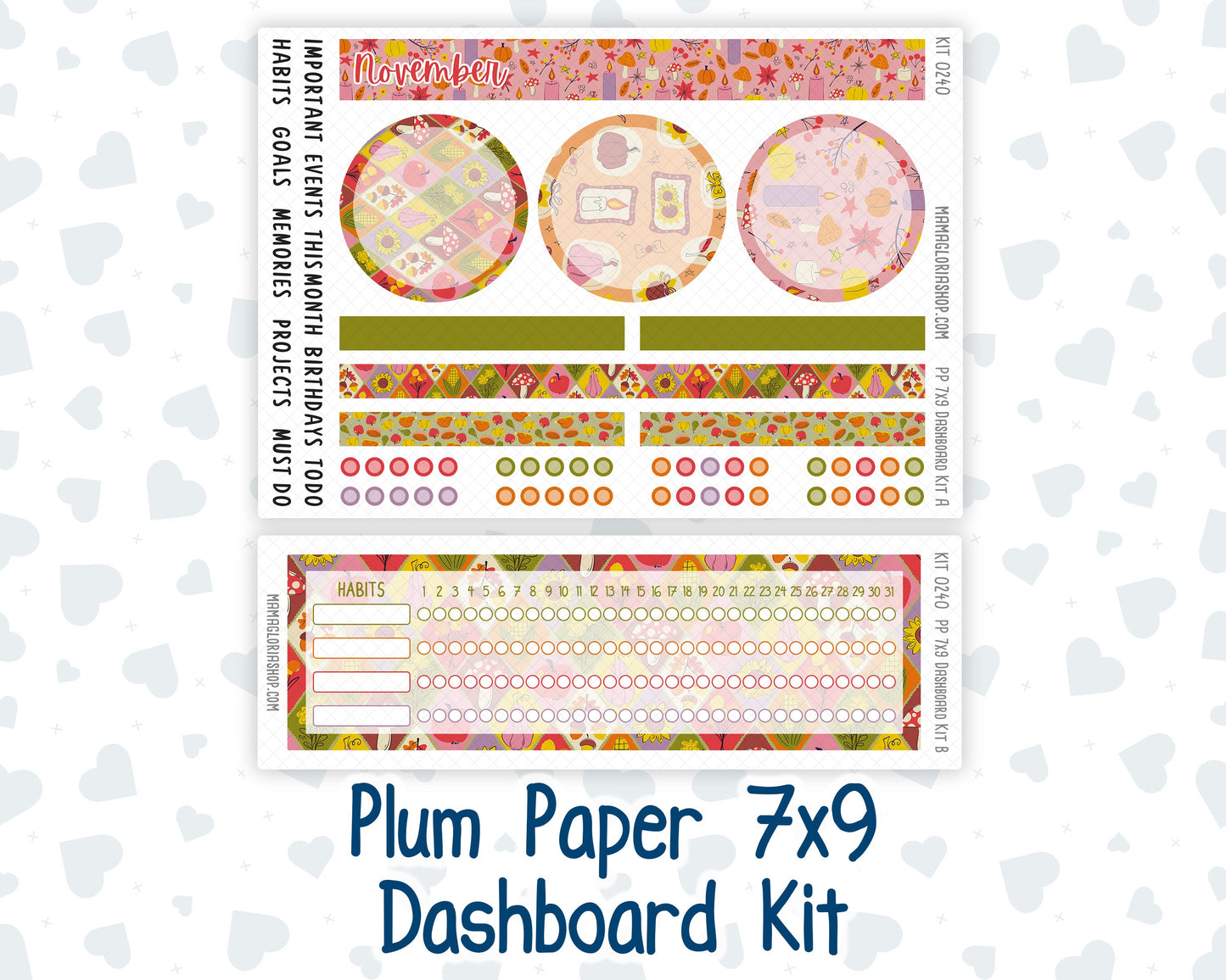 Kit 0240 - 7x9 - Plum Paper - Dashboard Kit - November - Cozy Thanksgiving