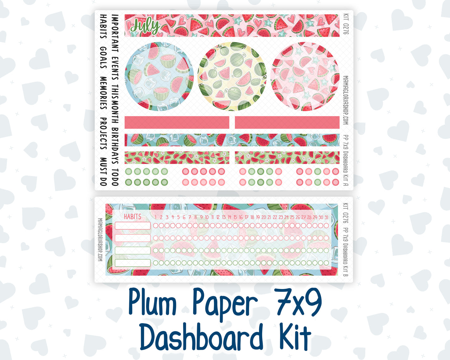 Kit 0276 - 7x9 - Plum Paper - Dashboard Kit - July - Melon Crush