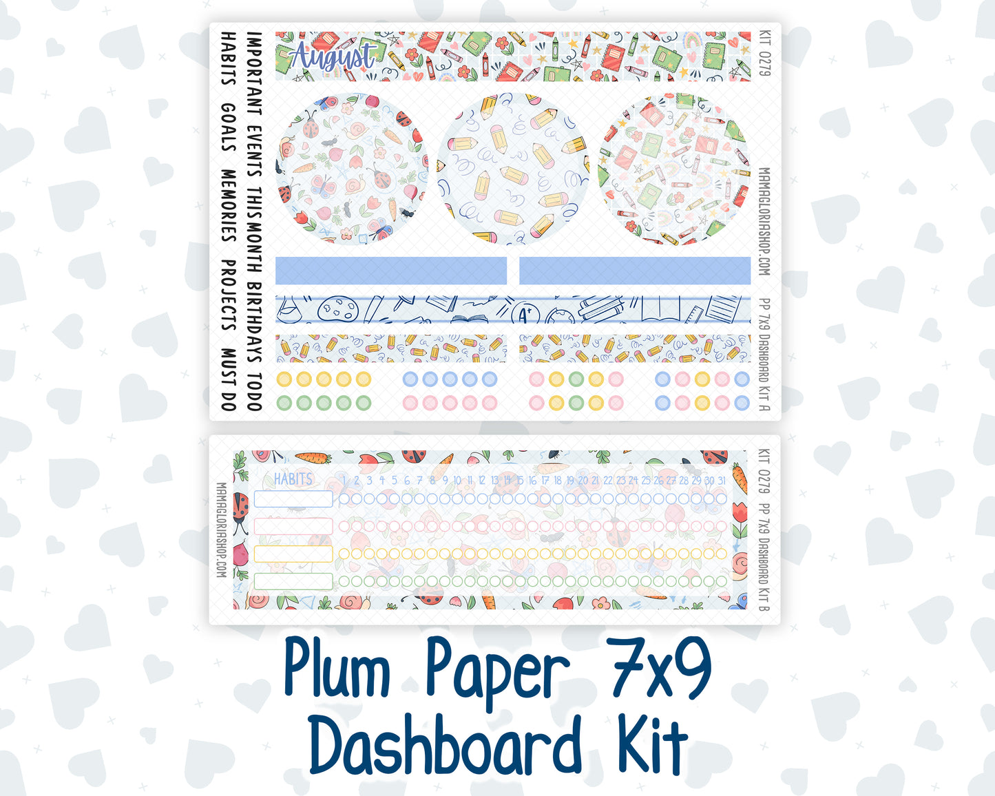 Kit 0279 - 7x9 - Plum Paper - Dashboard Kit - August - Not Ready For School