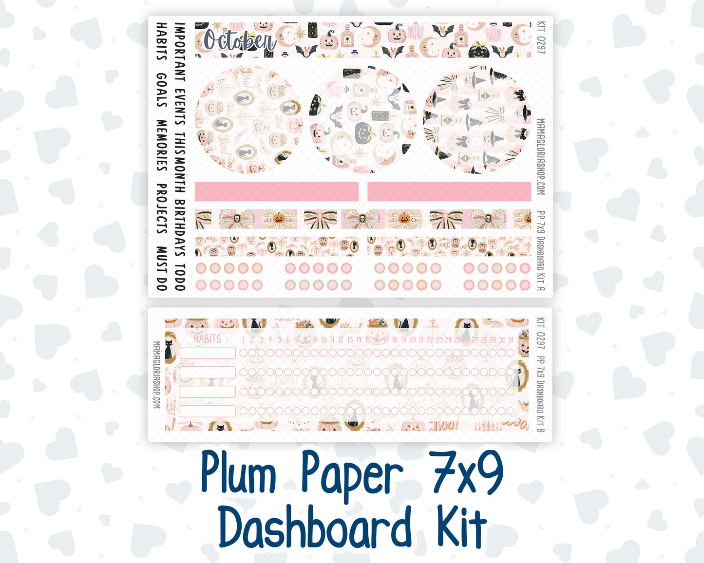 Kit 0297 - 7x9 - Plum Paper - Dashboard Kit - October - Pink Spell