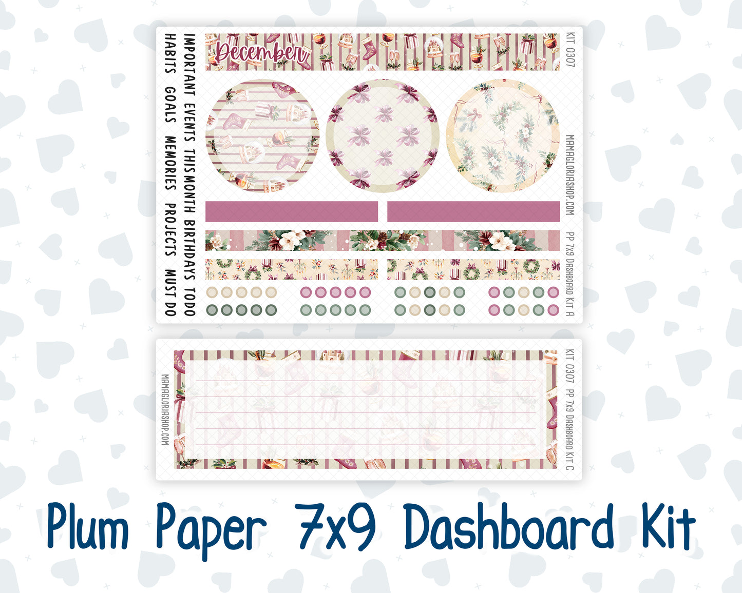 Kit 0307 - 7x9 - Plum Paper - Dashboard Kit - December - Velvet Hearth