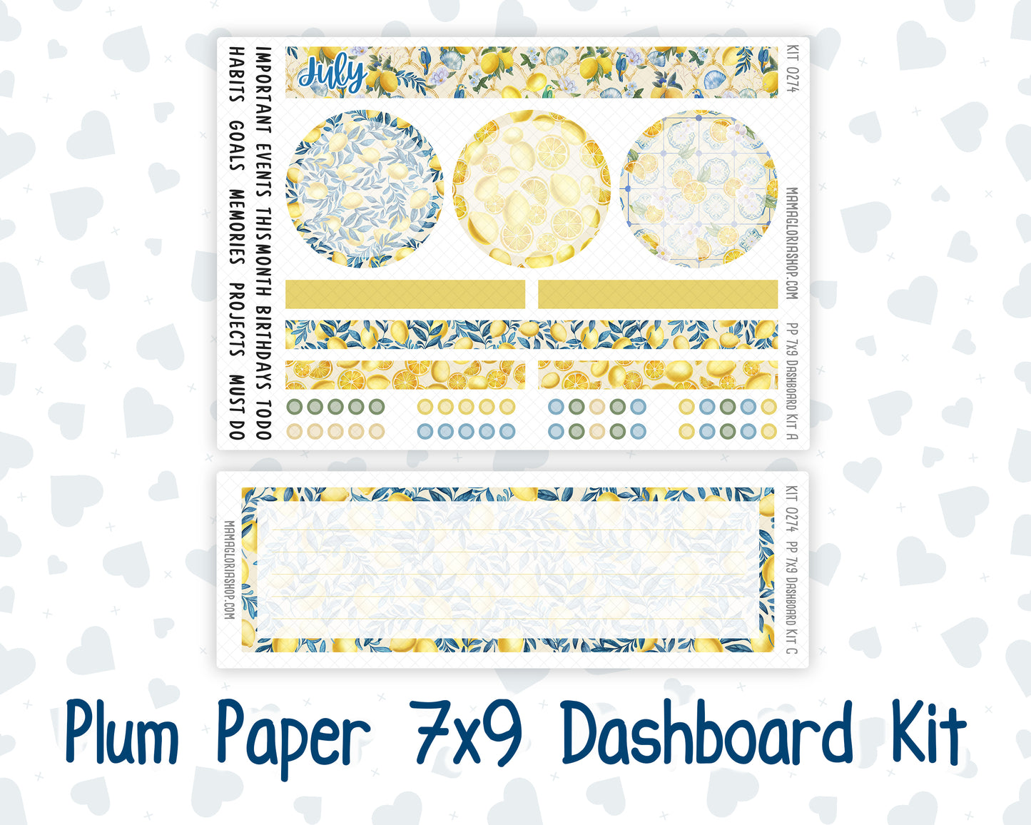Kit 0274 - 7x9 - Plum Paper - Dashboard Kit - July - Sunny Lemon Shore
