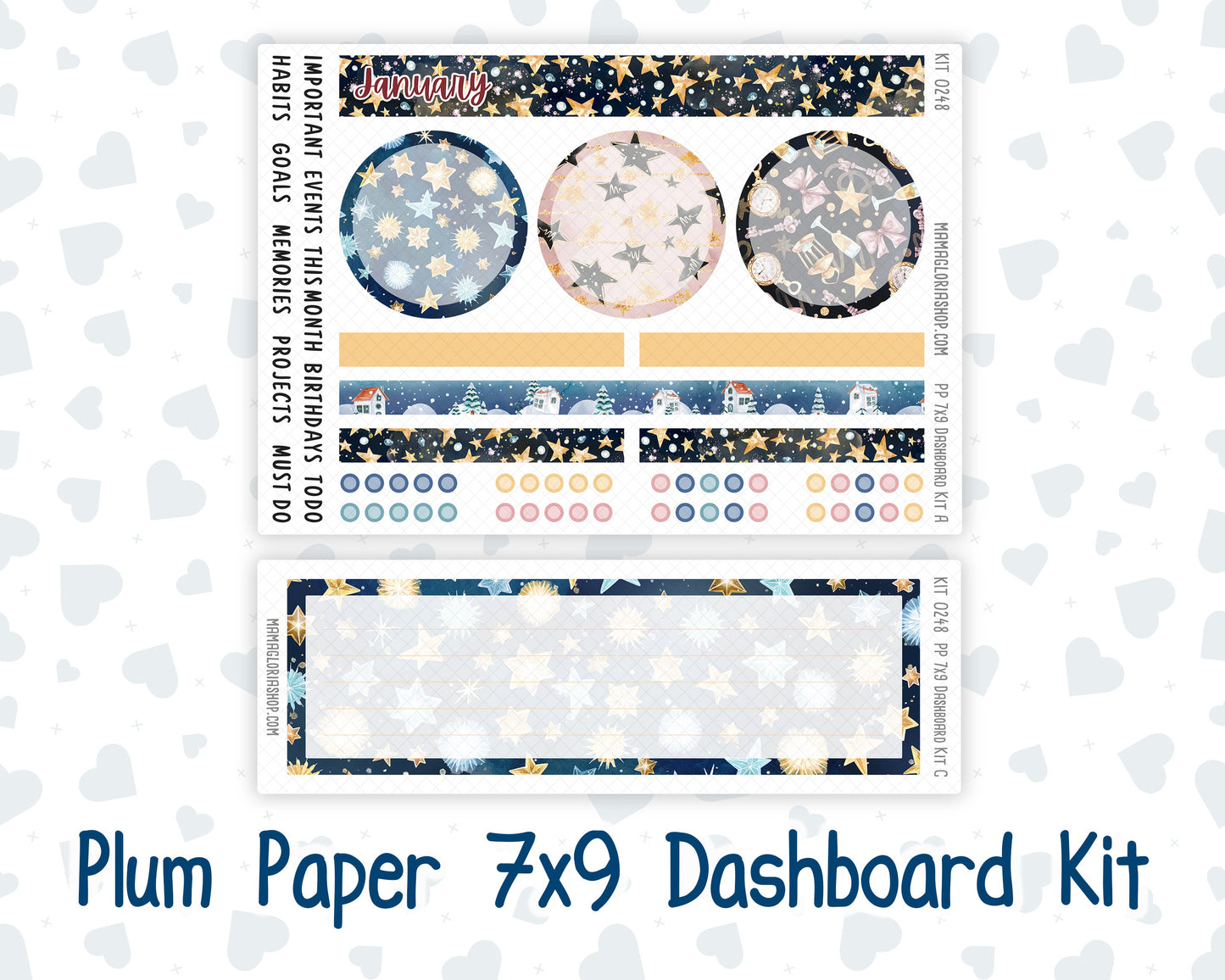 Kit 0248 - 7x9 - Plum Paper - Dashboard Kit - January - Midnight Countdown