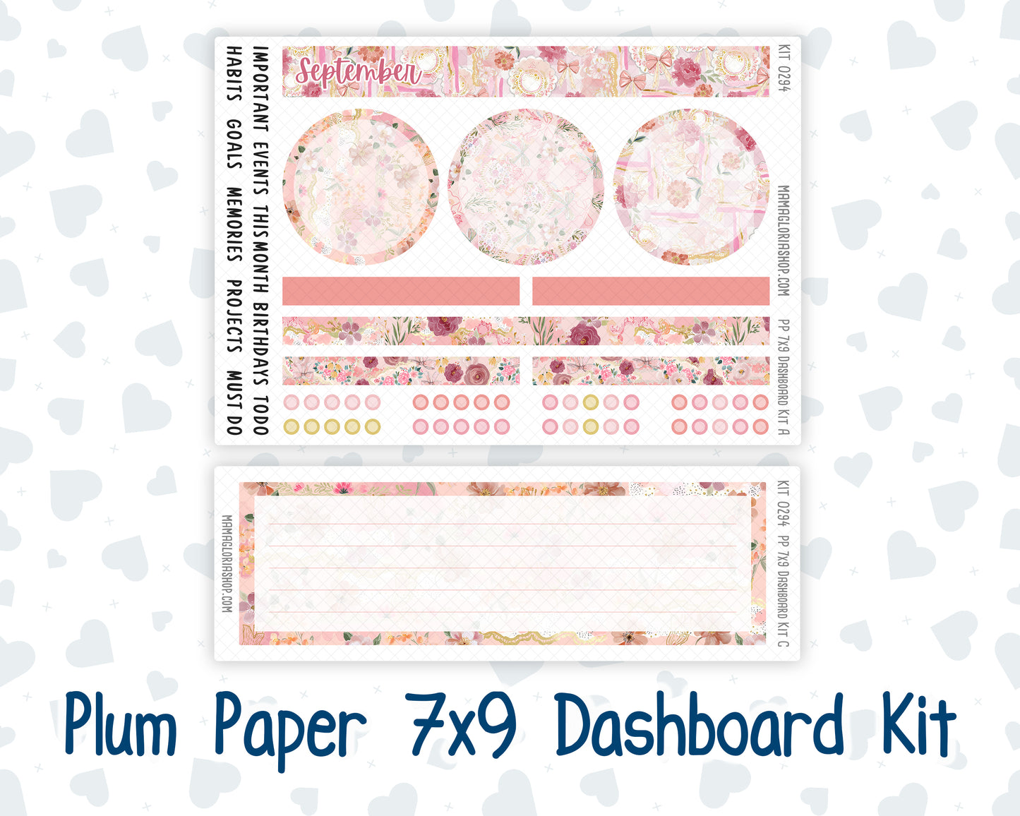 Kit 0294 - 7x9 - Plum Paper - Dashboard Kit - September - Rosy Reveria