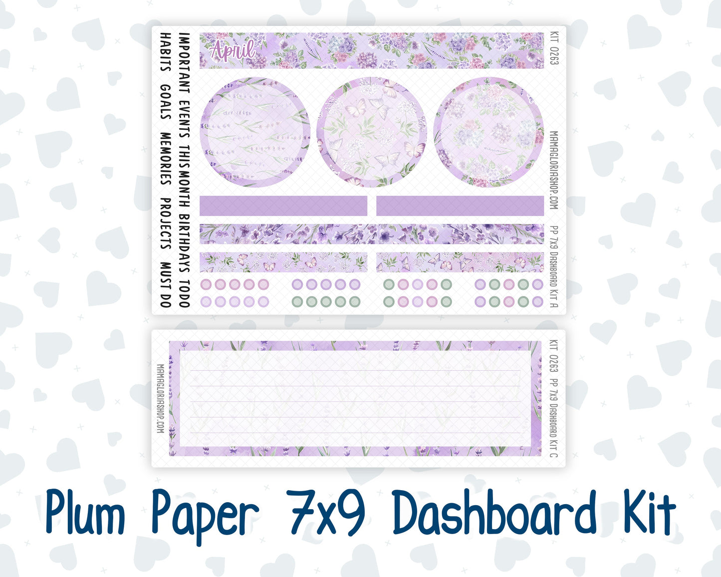 Kit 0263 - 7x9 - Plum Paper - Dashboard Kit - April - Lavender Drift
