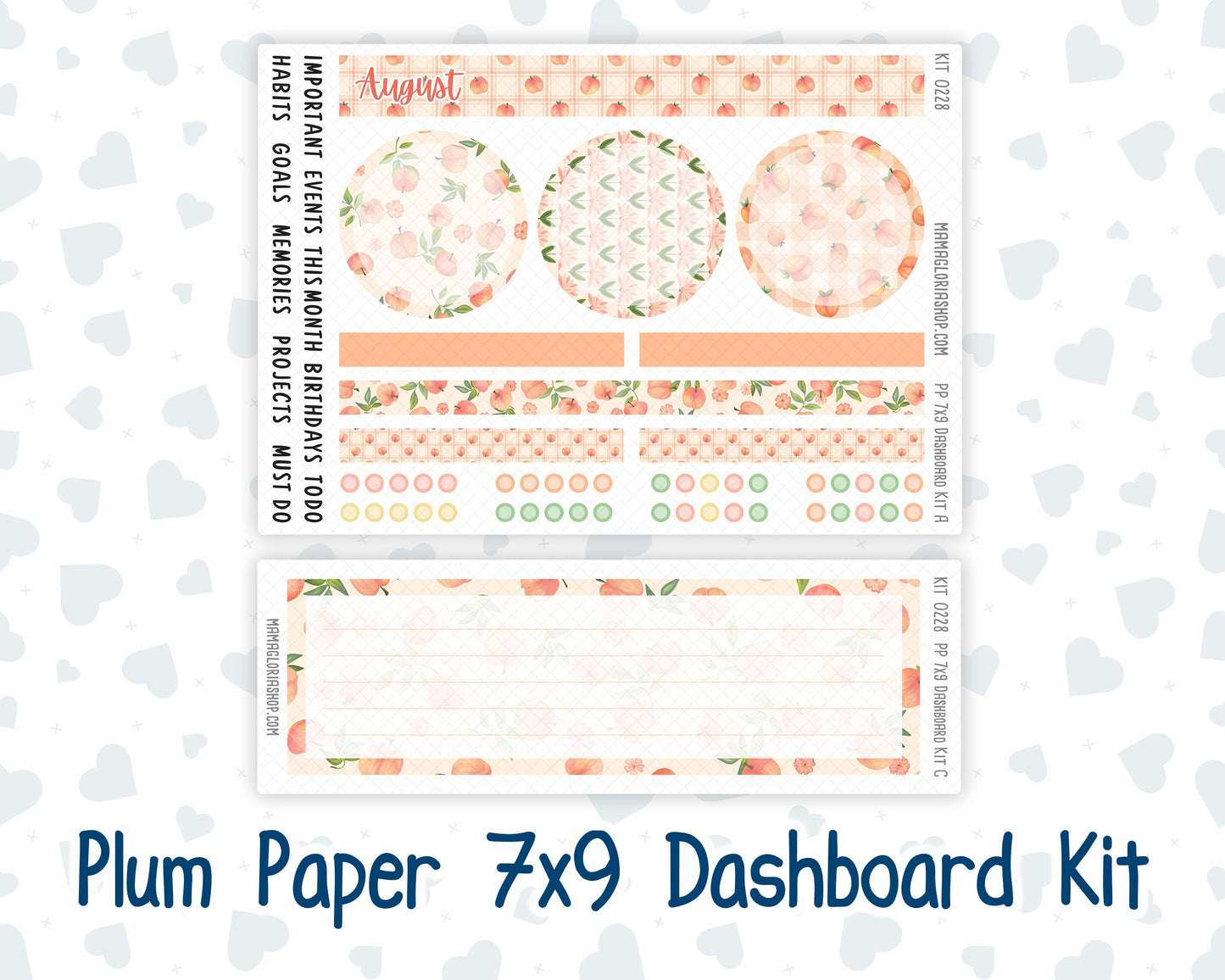 Kit 0228 - 7x9 - Plum Paper - Dashboard Kit - August - Just Peachy