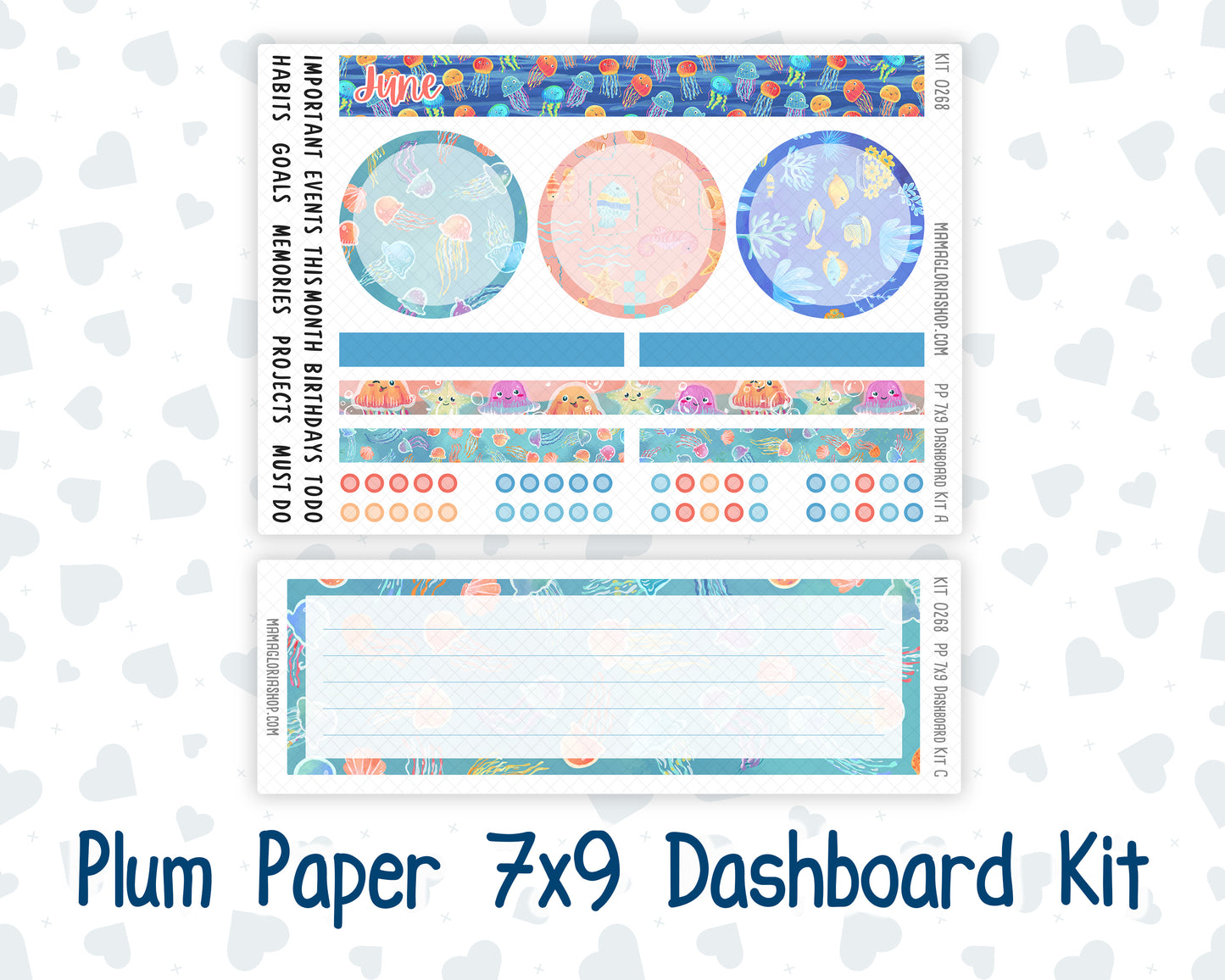 Kit 0268 - 7x9 - Plum Paper - Dashboard Kit - June - Sea Sweeties