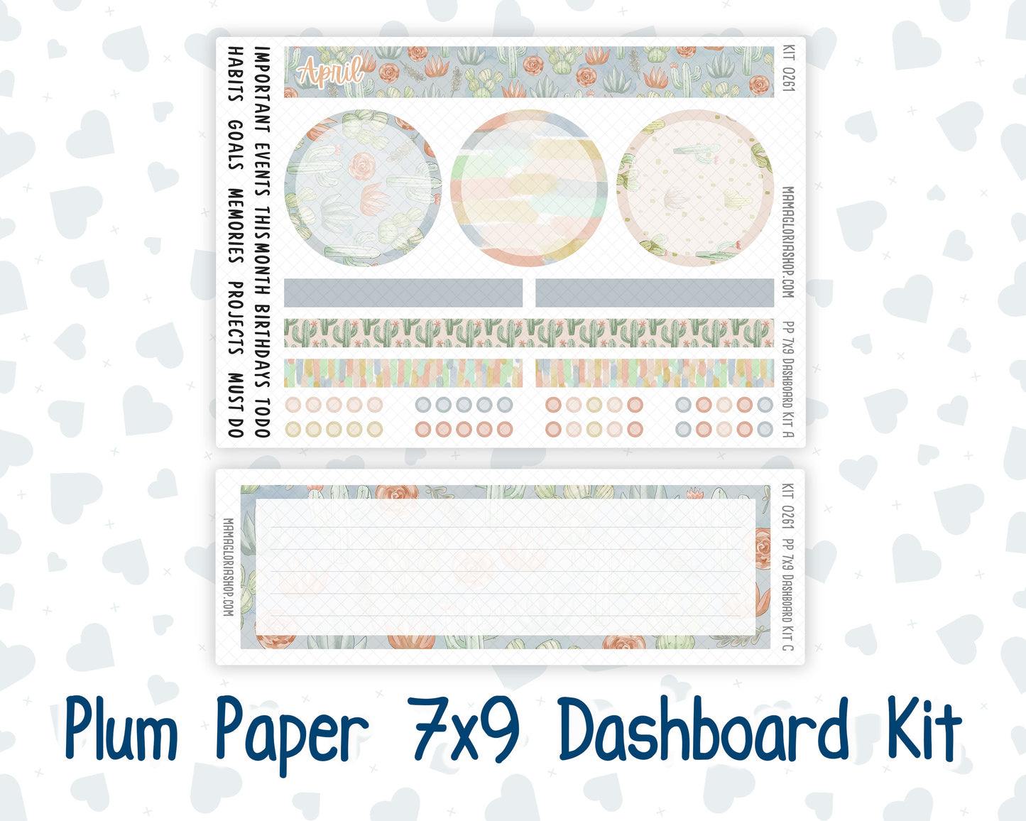 Kit 0261 - 7x9 - Plum Paper - Dashboard Kit - April - Llama Spring