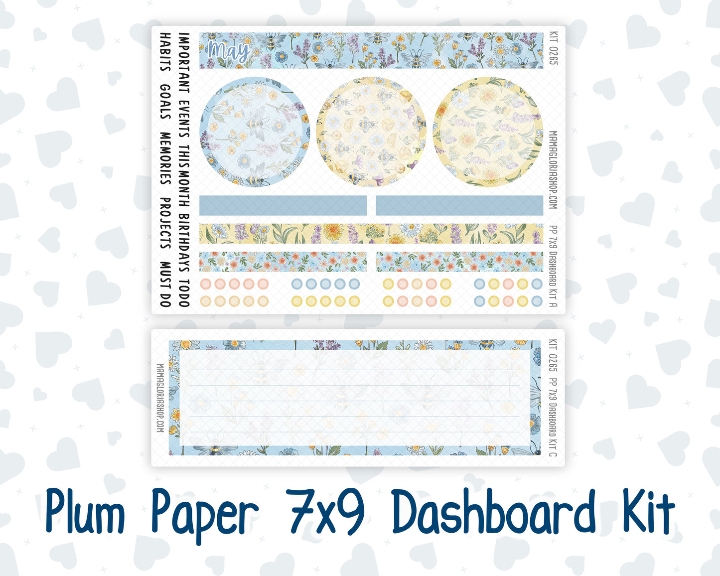 Kit 0265 - 7x9 - Plum Paper - Dashboard Kit - May - Honeybee Sky