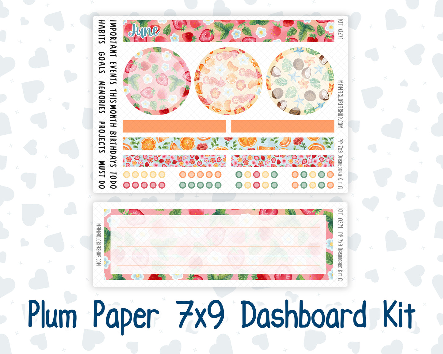 Kit 0271 - 7x9 - Plum Paper - Dashboard Kit - June - Strawberry Shore