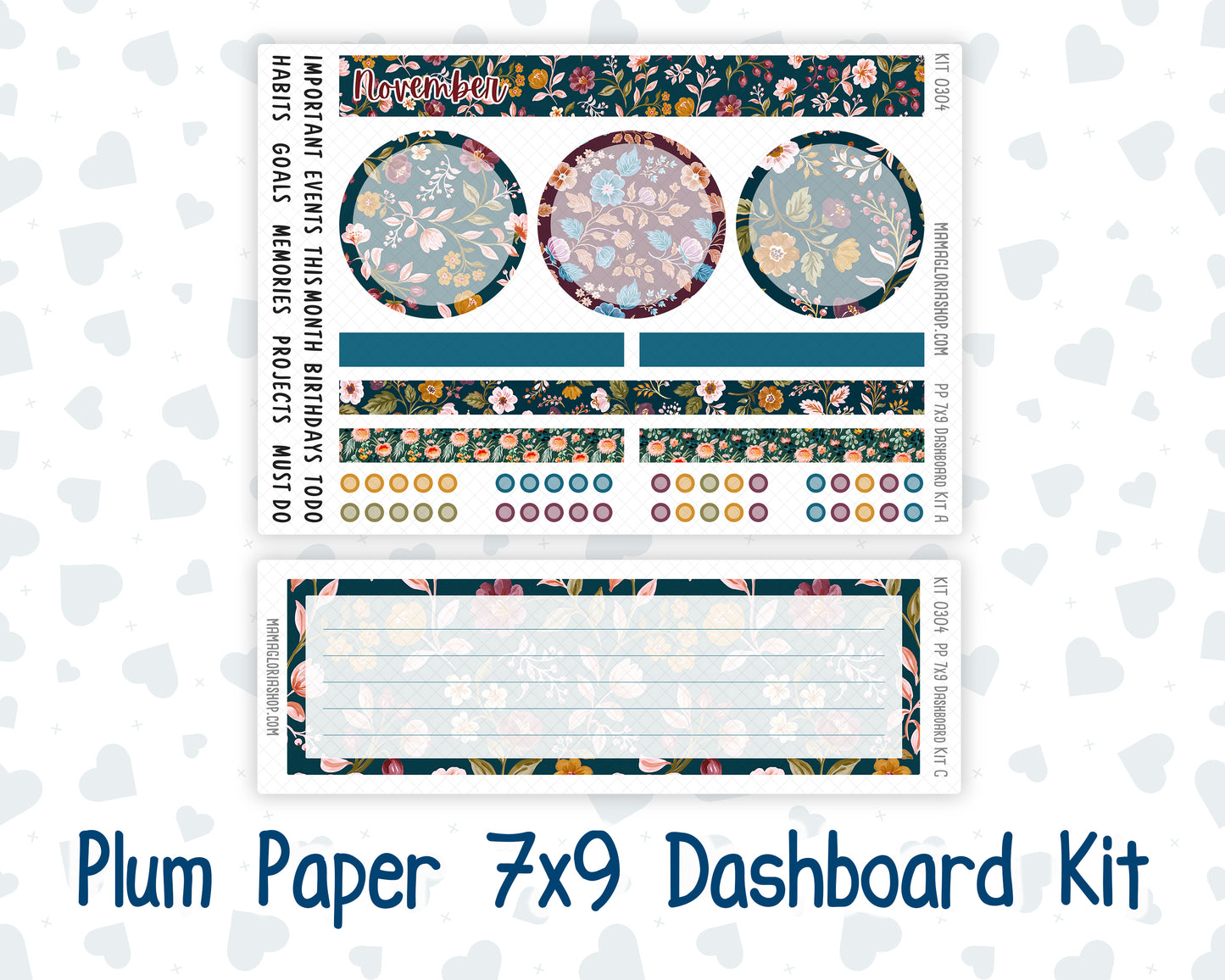 Kit 0304 - 7x9 - Plum Paper - Dashboard Kit - November - Autumn In Bloom