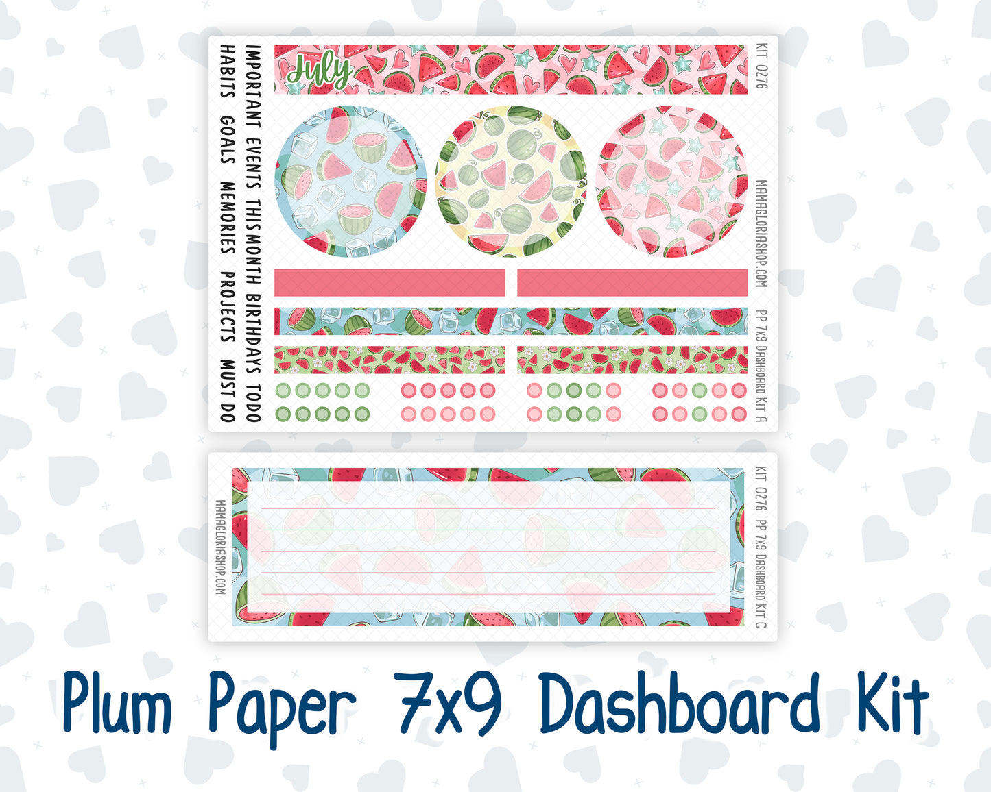 Kit 0276 - 7x9 - Plum Paper - Dashboard Kit - July - Melon Crush