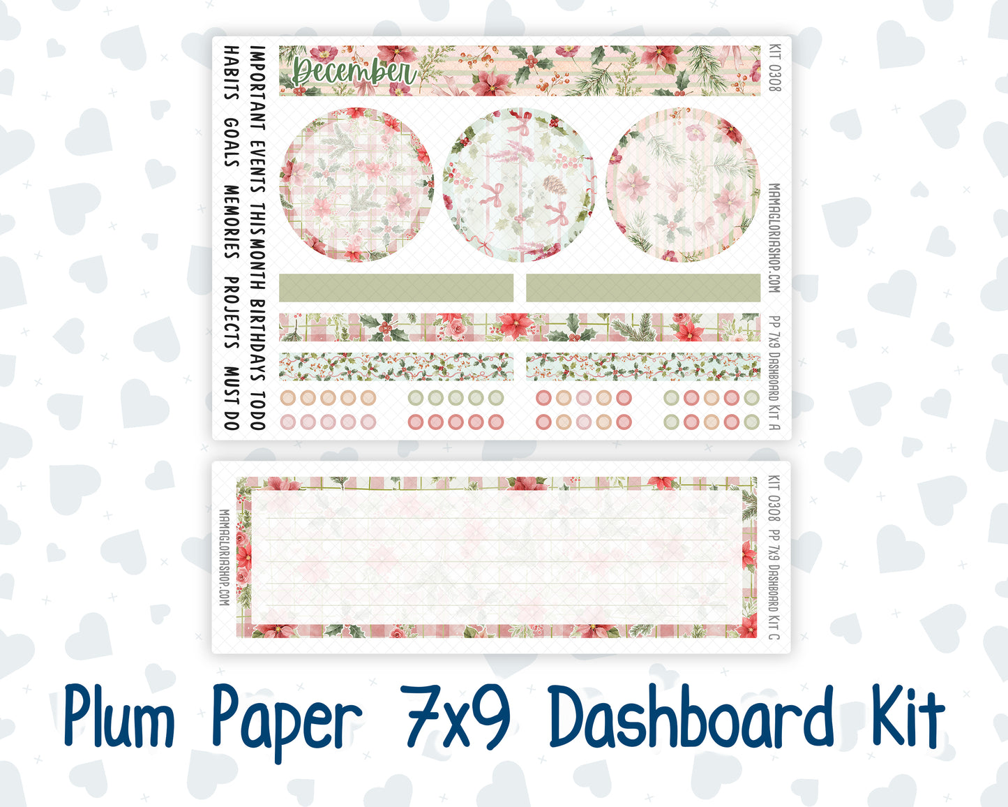 Kit 0308 - 7x9 - Plum Paper - Dashboard Kit - December - Knit & Holly