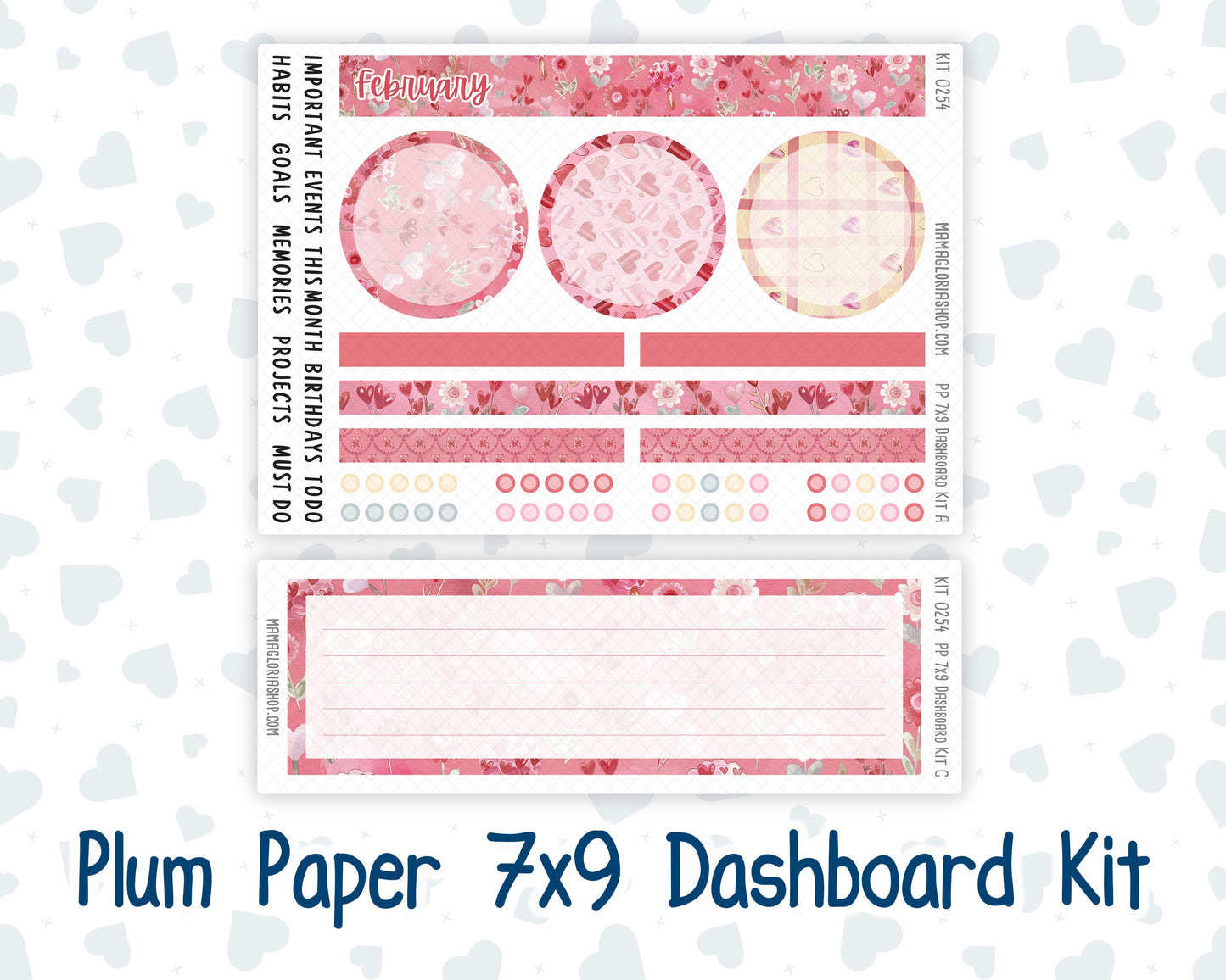 Kit 0254 - 7x9 - Plum Paper - Dashboard Kit - February - Valentine Village
