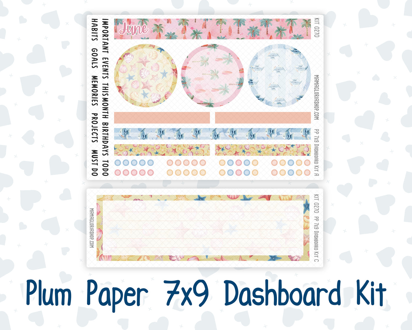 Kit 0270 - 7x9 - Plum Paper - Dashboard Kit - June - Beachside Bliss
