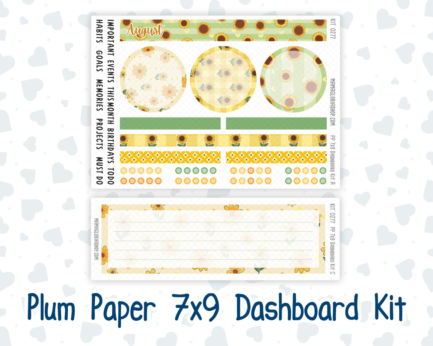 Kit 0277 - 7x9 - Plum Paper - Dashboard Kit - August - Sunflower Drama Club