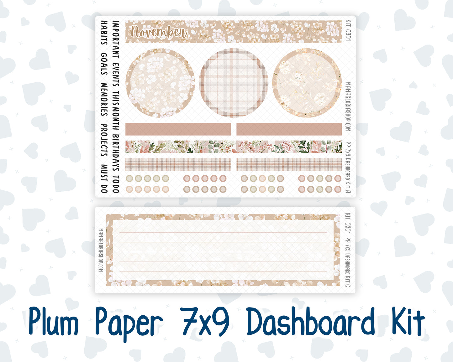 Kit 0301 - 7x9 - Plum Paper - Dashboard Kit - November - Sunday Comfort