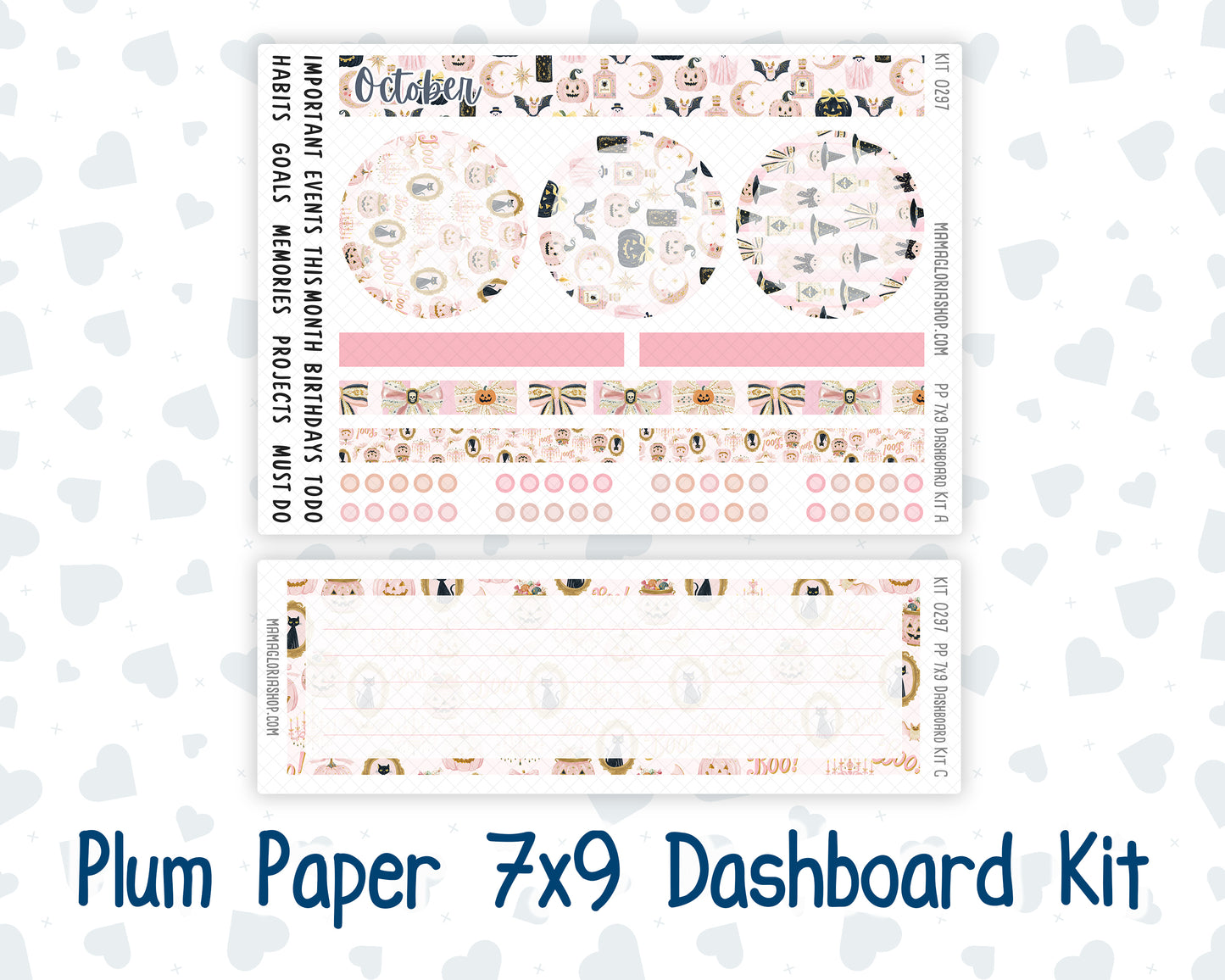Kit 0297 - 7x9 - Plum Paper - Dashboard Kit - October - Pink Spell