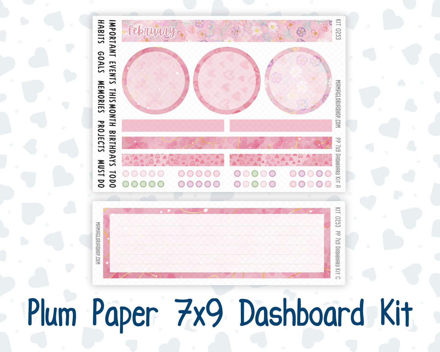 Kit 0253 - 7x9 - Plum Paper - Dashboard Kit - February - Rosy Daydreams