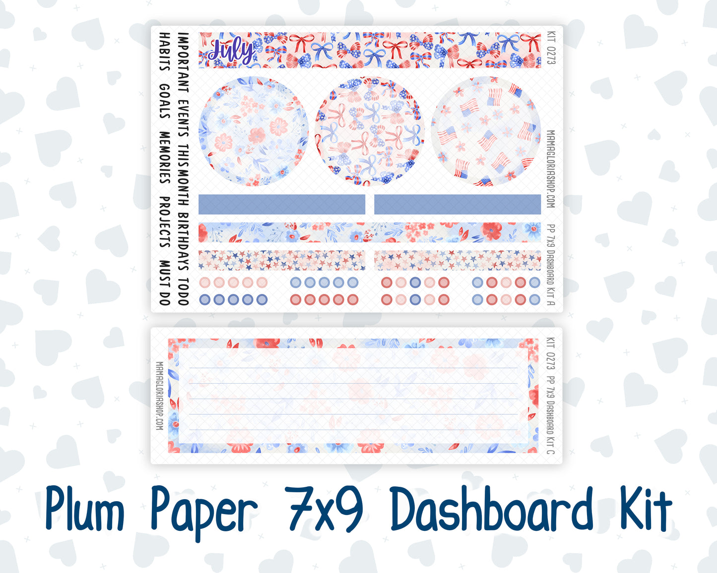 Kit 0273 - 7x9 - Plum Paper - Dashboard Kit - July - Americana In Bloom